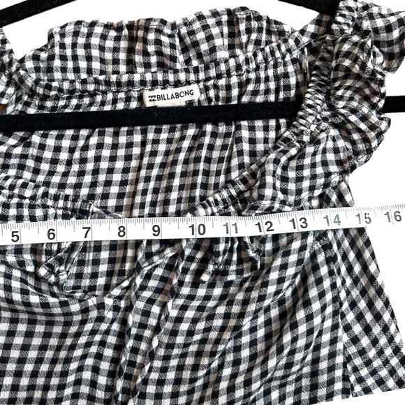Billabong Peaches Kiss Gingham Off Shoulders Crop Top - Picture 11 of 12